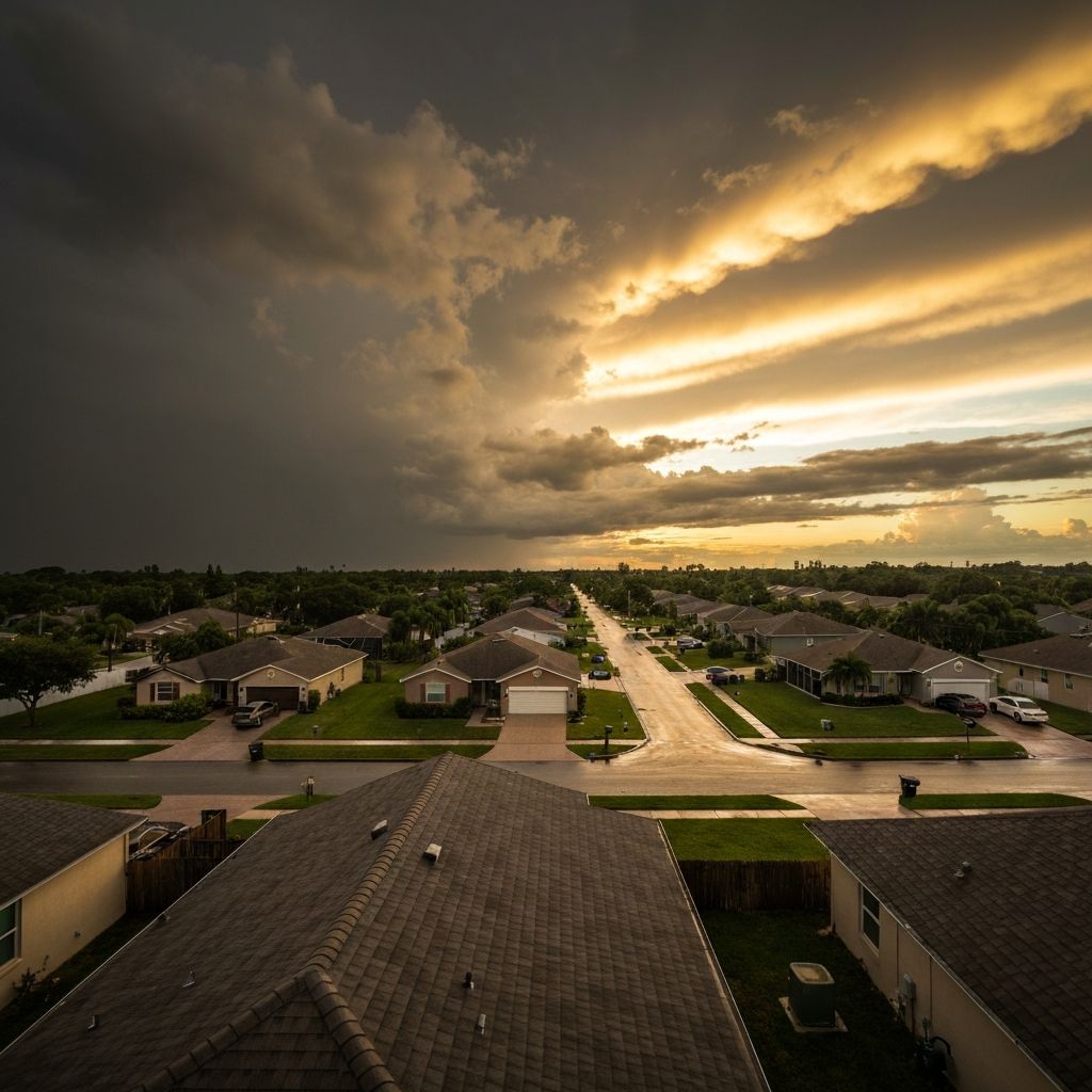 Storm clouds over South Florida neighborhood